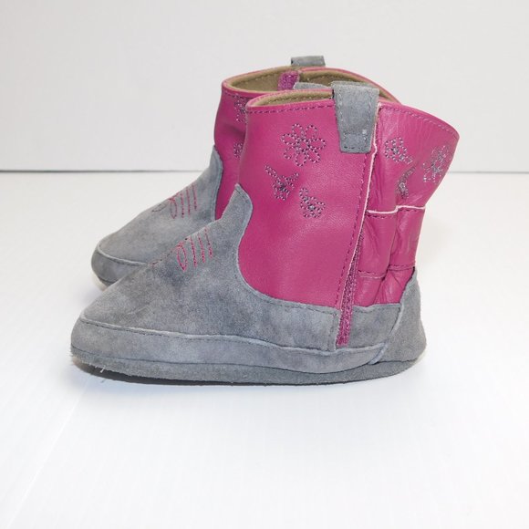 Robeez 0-6 months Girls soft sole Boots Wine Gray - Picture 4 of 10